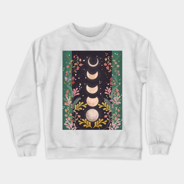 Floral Moon Crewneck Sweatshirt by artolxxvia